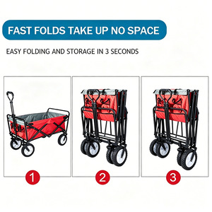 <b>Foldable</b> Outdoor Camping <b>Cart</b> 8-Inch Four-Wheel Adjustable Handle 80Kg Load Capacity Storage Use - Product Image 3