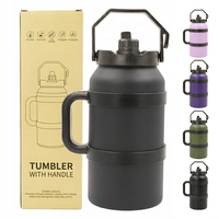 Termo de Acero Inoxidable de Gran Capacidad (1200 ml) con Aislamiento al Vacío y Asa, Botella Deportiva para Exteriores con Taza de 8 oz