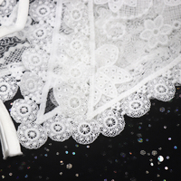 Kerah Palsu Wanita Warna Putih Model O-Neck dengan Ikat Depan, Bordir Bunga Lepas Pasang, Renda Putih untuk Gaun, Kemeja, Blus