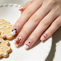 Autocollants pour ongles de Noël 5D autocollants en relief avec texture de Père Noël, de pain d'épices, d'élk et de flocon de neige, décorations pour manucure DIY