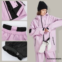 Combinaison de ski unisexe 3L pour femme, en tissu Oxford, microfibre, imperméable, respirante, coupe-vent, durable, veste chaude, pantalon résistant au froid
