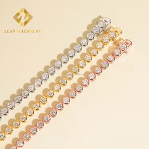 Popular <b>Women</b> 3mm 4mm Iced Out Hip Hop Jewelry S925 Silver Moissanite Diamond Bezel Setting Cluster Tennis Chain <b>Bracelet</b> - Product Image 6
