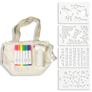 Kit de bricolage pour enfants marqueur de pulvérisation rechargeable aérographe tissu marqueur stylo ensemble avec 4 pochoirs et sac à cordon - Product Image 5