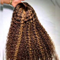 Perruque frontale en dentelle HD 13X4 13X6 avec mèches, vente en gros # Perruque bouclée birmane 4/27 couleur, cheveux humains brésiliens bruts alignés avec la cuticule