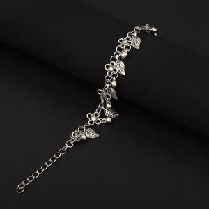 Chaîne de cheville bohème à fleurs, plaquée argent antique, bijoux de fête pour femme, chaîne de pied tendance - Product Image 3