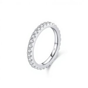 แหวนแต่งงานฮิปฮอปหรูหราไฮเอนด์ปรับขนาดได้สำหรับผู้หญิง ประดับ<span class=keywords><strong>เพชร</strong></span>โมอิสซาไนต์ VVS เงินแท้ 925 ยี่ห้อ HUIYUE - Product Image 1