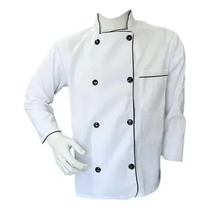 Giacca da Chef Dove a Maniche Lunghe in Twill di Cotone Unisex, Uniforme da Cucina - Product Image 5