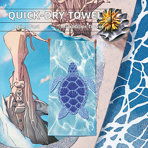 Toalla de Baño de Microfibra Estampada de Secado Rápido y Portátil para Viajes al Aire Libre, Vacaciones, Playa, Estilo Tropical - Product Image 3