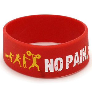 कोई दर्द कोई लाभ सिलिकॉन Wristband वाइड बैंड आदर्श वाक्य रबर कंगन चूड़ी Wristband - Product Image 3