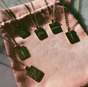 Collier tendance Anti-ternissement pour femmes, inscription personnalisée, texte gravé, bijoux en acier inoxydable plaqué or 18K, <span class=keywords><strong>2022</strong></span> - Product Image 6