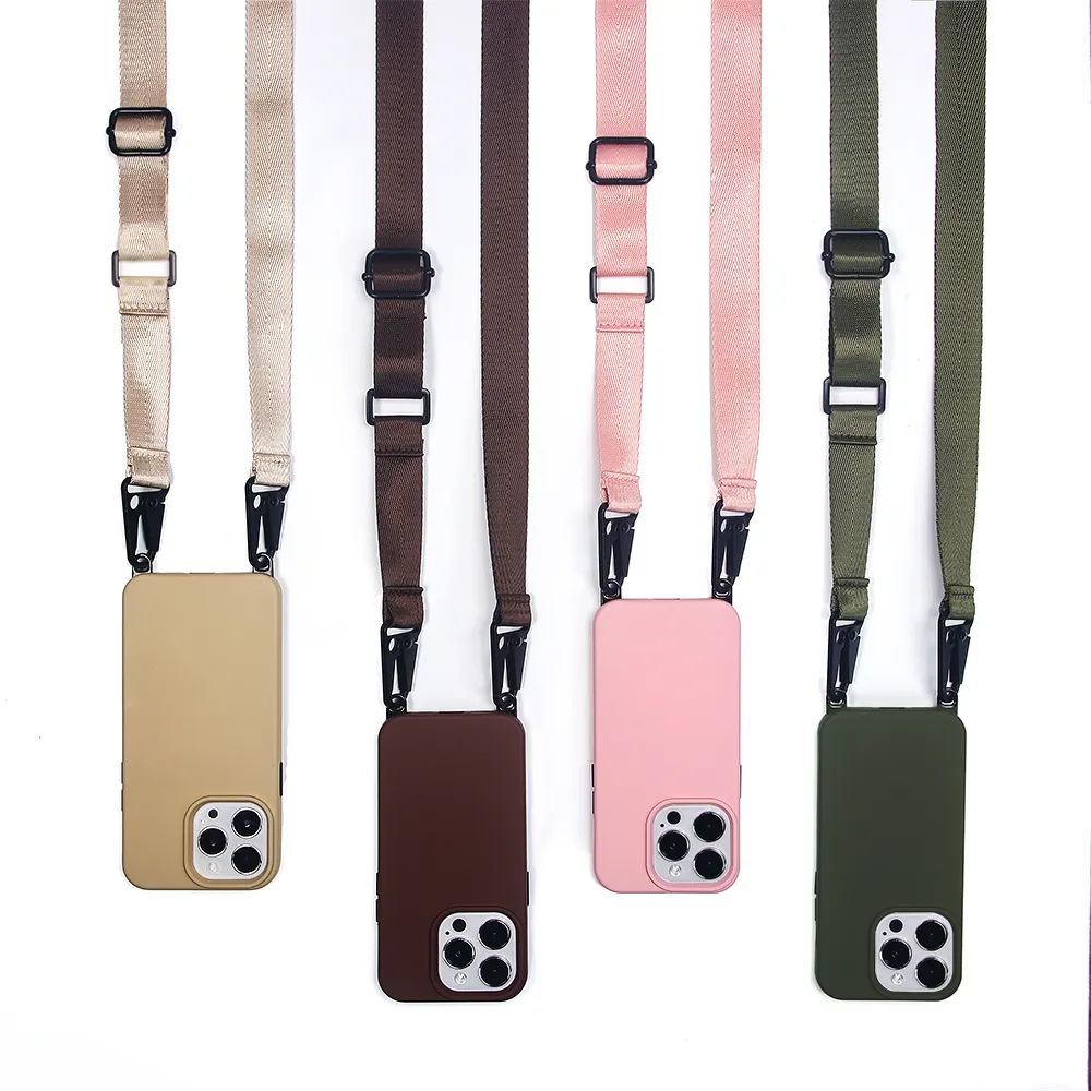 2024 Cel Cross Body Telefoonhoes Met Riem, Lanyard Crossbody Aluminium Telefoonhoes, Mobiele Telefoon Tas Met Nekband