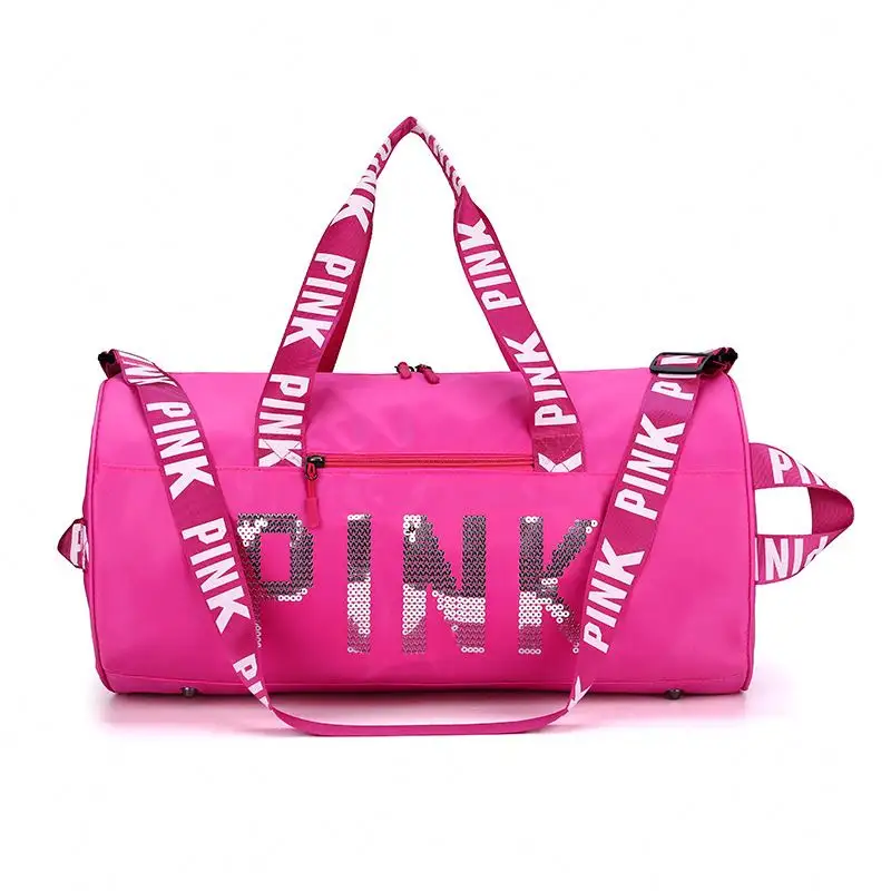 Single Shoulder Leisure Gym Pink Travel Bag Sports Gym Bag Laser Sequin Pink Duffle Bag Travel