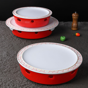 Bandejas de melamina con base roja y diseño blanco para uso en hoteles y restaurantes, diseño irrompible - Product Image 3