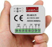 Récepteur universel de télécommande de porte de garage 2 canaux 9-30V à code fixe et à code variable