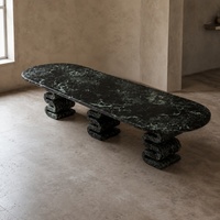 Table à manger moderne nordique beige naturel, plateau en marbre Verde Alpi, design de luxe, pour appartement, villa, maison, bar, mobilier d'extérieur