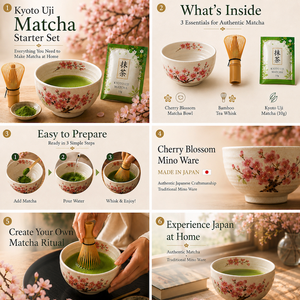 Juego de Batidor de Matcha con Tazón de Cerámica con Diseño de Flor de Cerezo, Venta al por Mayor, con Batidor de Bambú - Product Image 5
