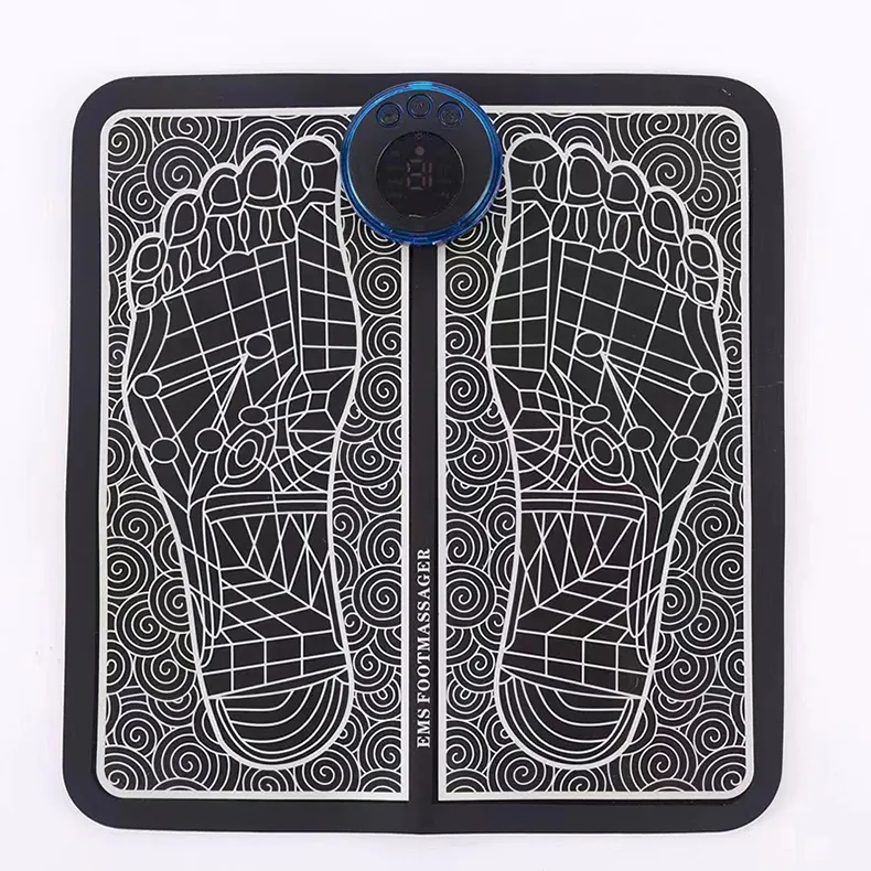 Bantalan pijat dapat dilipat bantalan pemijat kaki Ems Stimulator titik akupuntur otot portabel sehat tikar pijat hitam kaki 1.5V 100hz