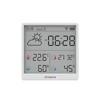 Termohigrometer Digital Duka TH3 Baru, Monitor Suhu Dalam Ruangan Akurat dengan Layar Jam