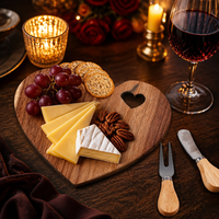 Ensemble de planches à fromage miniatures en bambou très vendues avec couteaux pour mariages, la Saint-Valentin et autres occasions spéciales