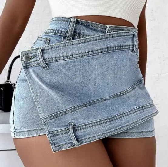 Готовая к отправке Летняя женская мини-юбка из джинсовой ткани оптом женские шорты