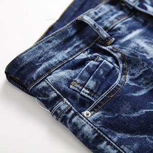 Jeans Rectos de Moda Urbana para Hombre, Estilo Nostálgico, Largos, Desgastados, con Agujeros, Cintura Media, Tejido de Punto, Técnicas de Lavado para Otoño - Product Image 3