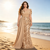 Robe de mère de la mariée grande taille, robe élégante à manches courtes avec panneaux de paillettes et col en V pour banquet de mariage