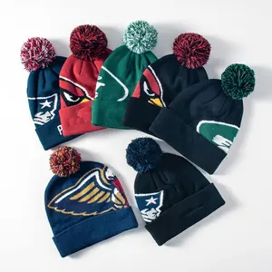 Winter Trendy High Quality Plain Dyed 100 Acrylic jacquard Knitting Pattern Balaclavas Beanie Custom Logo Baby Kids Slouch Hat