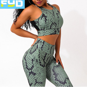 Custom <strong>Snake</strong> <strong>Print</strong> <strong>Leggings</strong> 2 Piece Plus Size XS Yoga Set Women's Sexy Solid Fitness Clothing Wholesale Yoga Clothing for Women - Product Image 4