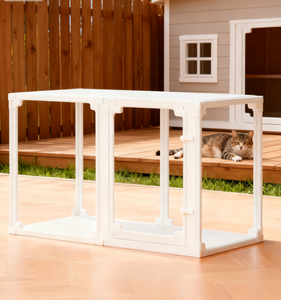 Clôture pour lapins en acrylique transparent moderne 70 pour petits chiens - Utilisation en intérieur Parc pour animaux de compagnie pliable Pièce unique ou accessoires - Product Image 6