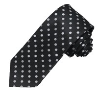Cravate d'affaires en polyester en gros, cravates classiques haut de gamme faites à la main, cravate à pois 100 % polyester pour hommes