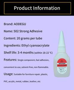 AODEGU cyanoacrylate <span class=keywords><strong>ester</strong></span> éthylique A1-20g métal plastique PVC bas blanc adhésif à séchage rapide adhésif fort et fort - Product Image 6