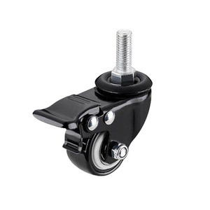 1.5-2 Inch Gold Black <b>Rubber</b> Industrial Casters Outdoor Flat Bottom Directional Swivel Casters <b>Roller</b> Sliding Wheels Brakes 30kg - Product Image 4