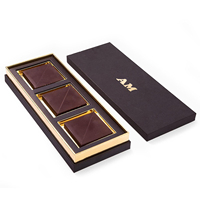 Leere Geschenkverpackung für dunkle Schokolade mit individuellem Goldfolien-Logo, Papierverpackung, Schokoladenbox mit Laschen