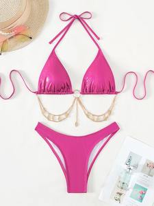 <span class=keywords><strong>Maillot</strong></span> de bain brésilien pour femme, micro bikini, ensemble de bikinis, bikini brillant, chaîne de taille, bijoux de plage - Product Image 4