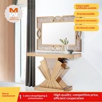 Table d'entrée en verre miroir, style moderne minimaliste, rose gold, console multifonctionnelle, vente en gros d'usine, livraison directe