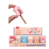 Taille-crayon en caoutchouc souple, mini figurine, dessin animé, animal mignon, décoration créative, impression numérique, vente en gros, enfants