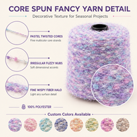 Pastel Core Spun Fancy Yarn Dyed Polyester/Acrylic Multicolor Eyelash Feather Yarn for Christmas Tree Wreath Gift Wrap Party