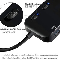 Hub USB 3.0 4 ports, adaptateur portable haute vitesse 5 Gbps pour ordinateur portable, ordinateur de bureau, disque dur mobile, clé USB