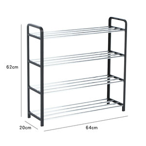 Zapatero de 4 niveles para entrada, organizador de zapatos resistente, almacenamiento para dormitorio, estante de zapatos de Metal negro resistente con ganchos - Product Image 1