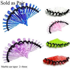 HOT piercing jewelry Small MOQ acrylic ear expander marble swirl straight ear taper