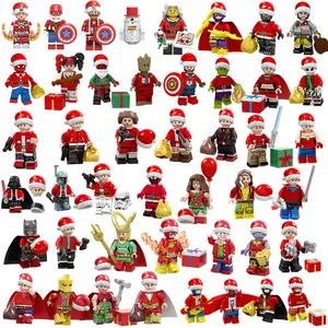 圣诞砖玩具兼容超级英雄迷你动作人物组装小颗粒塑料积木儿童玩具