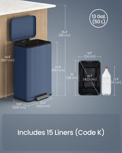 <span class=keywords><strong>Poubelle</strong></span> SONGMICS à fermeture douce en acier inoxydable avec 15 sacs <span class=keywords><strong>poubelle</strong></span>, 13 gallons (<span class=keywords><strong>50</strong></span> <span class=keywords><strong>L</strong></span>), <span class=keywords><strong>poubelle</strong></span> avec couvercle et pédale - Product Image 2