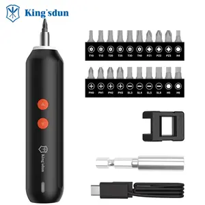 Kingsdun 24 in 1 하이 퀄리티 무선 전동 드라이버 세트 2000mAh 리튬 배터리 전원 드라이버 LED 작업 조명