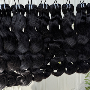 Extensiones de Cabello Humano Virgen Camboyano Ondulado Natural, Color Natural, Textura Densa, Cutícula Alineada, Doble Trama a Máquina, Brillante - Product Image 3