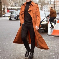 Printemps automne hommes pardessus Vintage longue Trench manteau hommes nouvelle veste manteaux hommes affaires décontracté longue solide coupe-vent vêtements d'extérieur