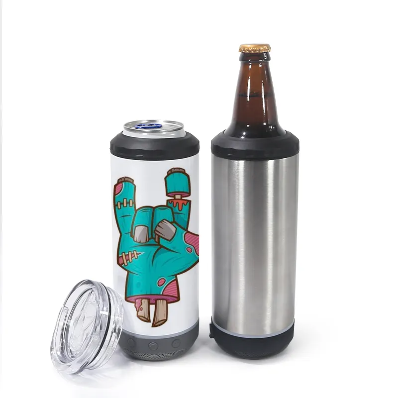 Yeni stil 16 oz sublime gözlük düz bardak bardağı akıllı su şişeleri kablosuz 5 in 1 can soğutucu hoparlör müzik tumbler