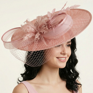 Serre-tête élégant pour <span class=keywords><strong>femme</strong></span>, imitation lin et plumes, nouveau modèle tendance, idéal pour les mariages, les courses hippiques et les banquets. - Product Image 3