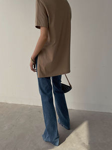 Camiseta Corta de Verano para Mujer, Estilo Urbano, con Estampado, Tejida, con Abertura Lateral, Venta al Por Mayor, Casual - Product Image 6