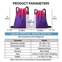 Sac à dos à cordon de serrage personnalisé avec logo dégradé, double couche, pour sport et gym, 6 couleurs, OEM ODM, directement de l'usine, MOQ 50 pièces
