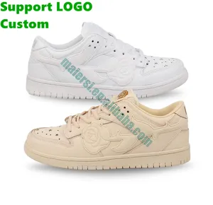 Kustom sepatu basket leher rendah baru putih murni sneaker Logo merek anda kustom kulit kualitas terbaik pabrik logo kustom